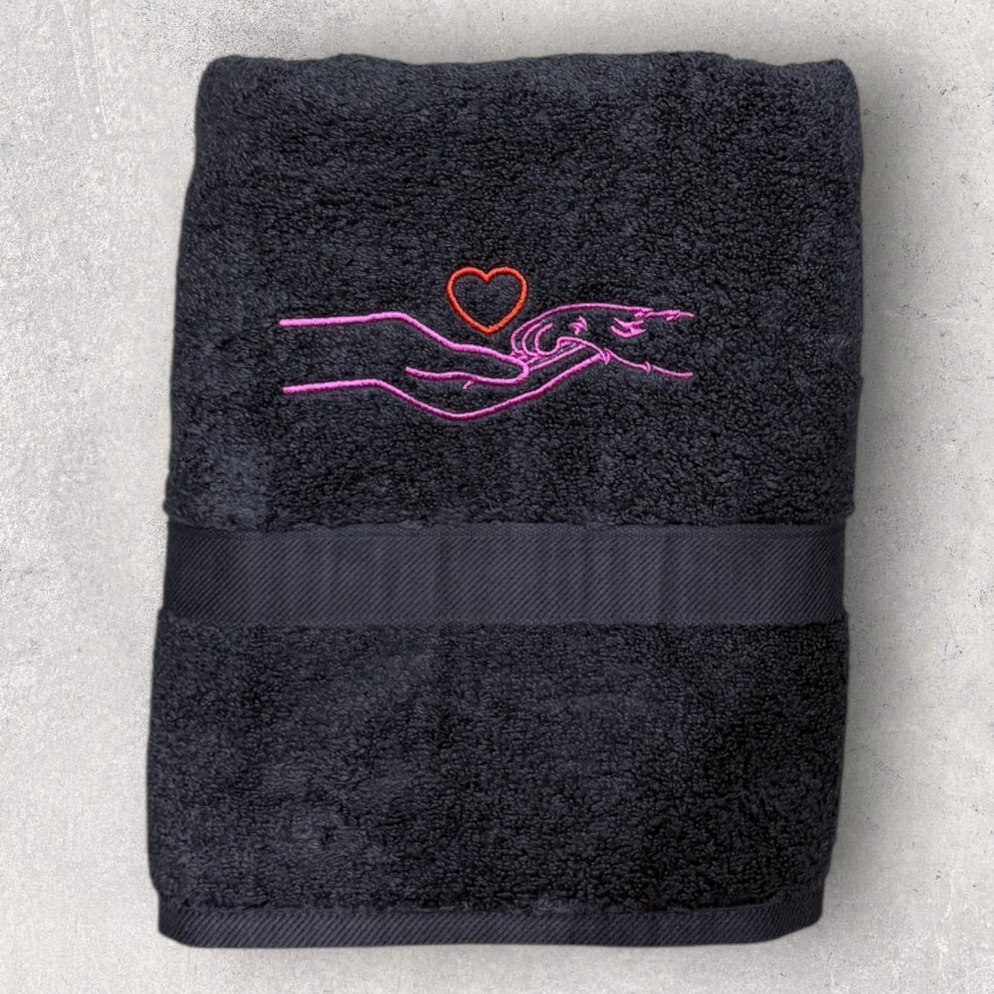 Human Hand & Paw Print Embroidered Pet Towel - Lots Of Colours