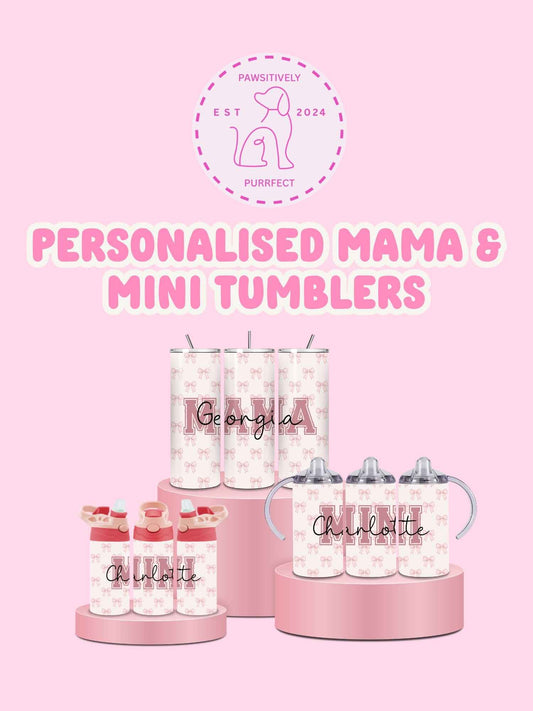 Personalised Mama & Mini Thermal Stainless Steel Tumbler Bundle 12oz & 20oz