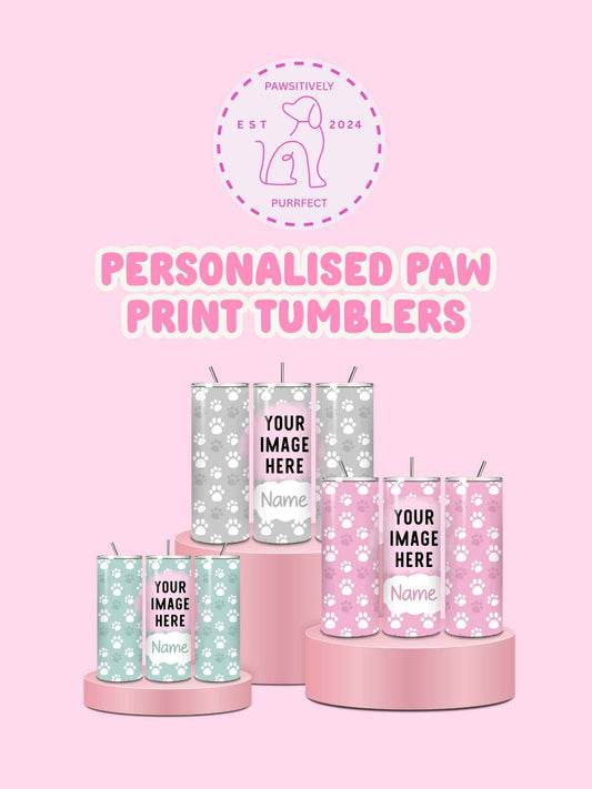 Personalised Paw Print Photo Thermal Stainless Steel Tumbler 20oz