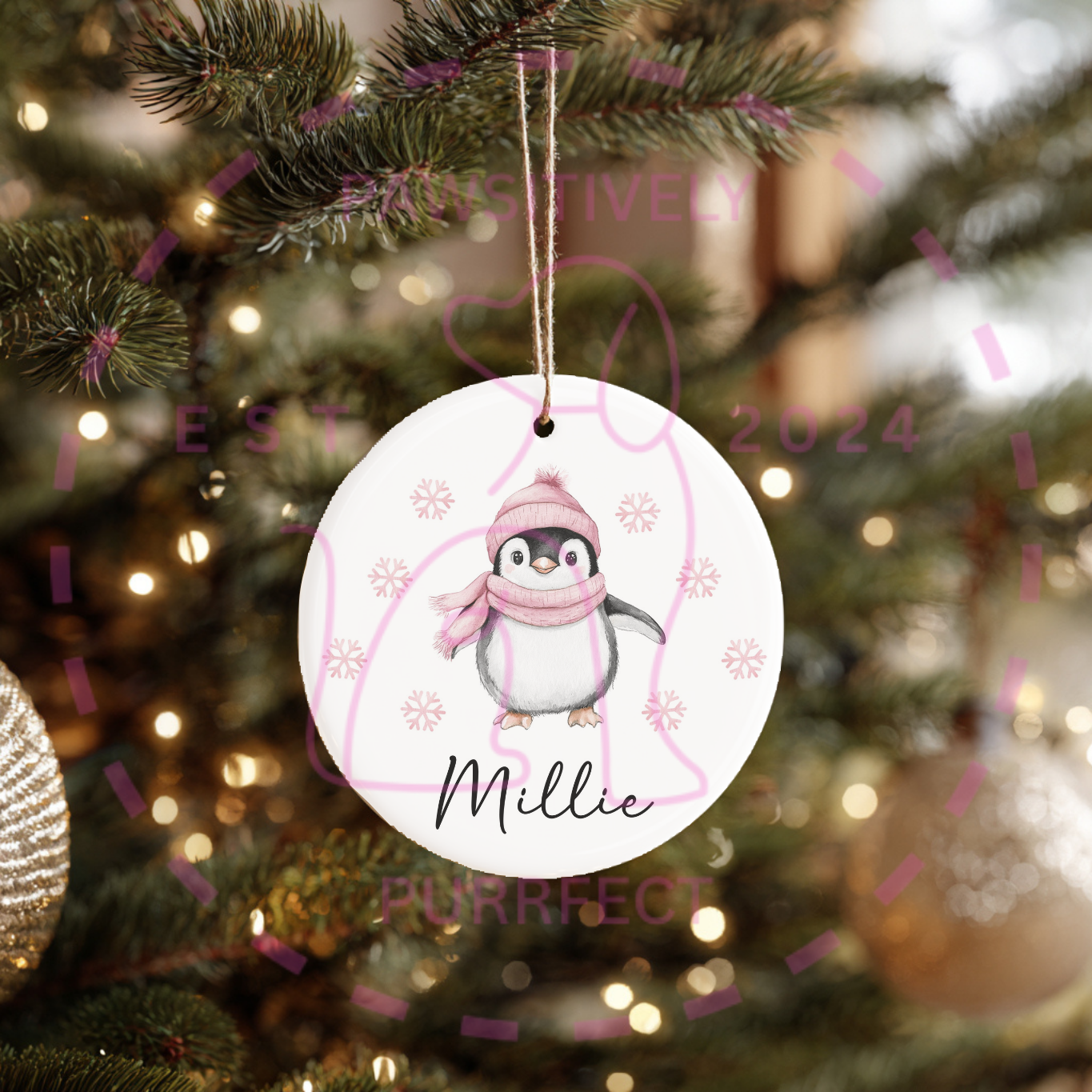Children's Christmas tree decoration personalised with a name