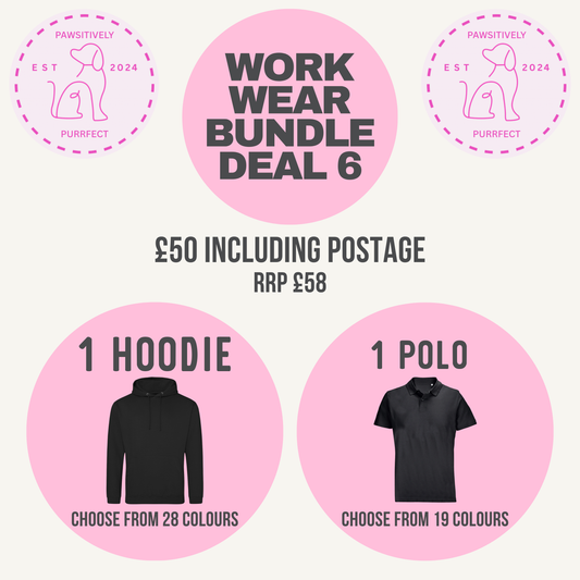 Personalised pet business workwear bundle with custom hoodie and polo shirt