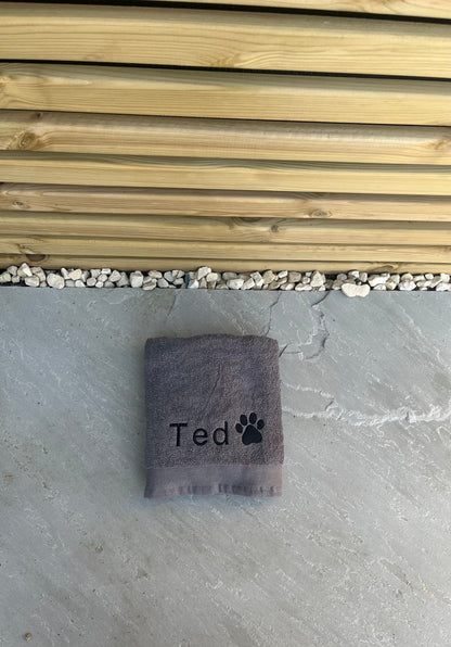 Personalised Embroidered Pet Towel - Pawsitively Purrfect