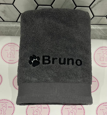 Personalised Embroidered Pet Towel - Pawsitively Purrfect