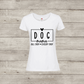 White t-shirt with 'DOG mama ALL DAY EVERY DAY' text on a wooden surface