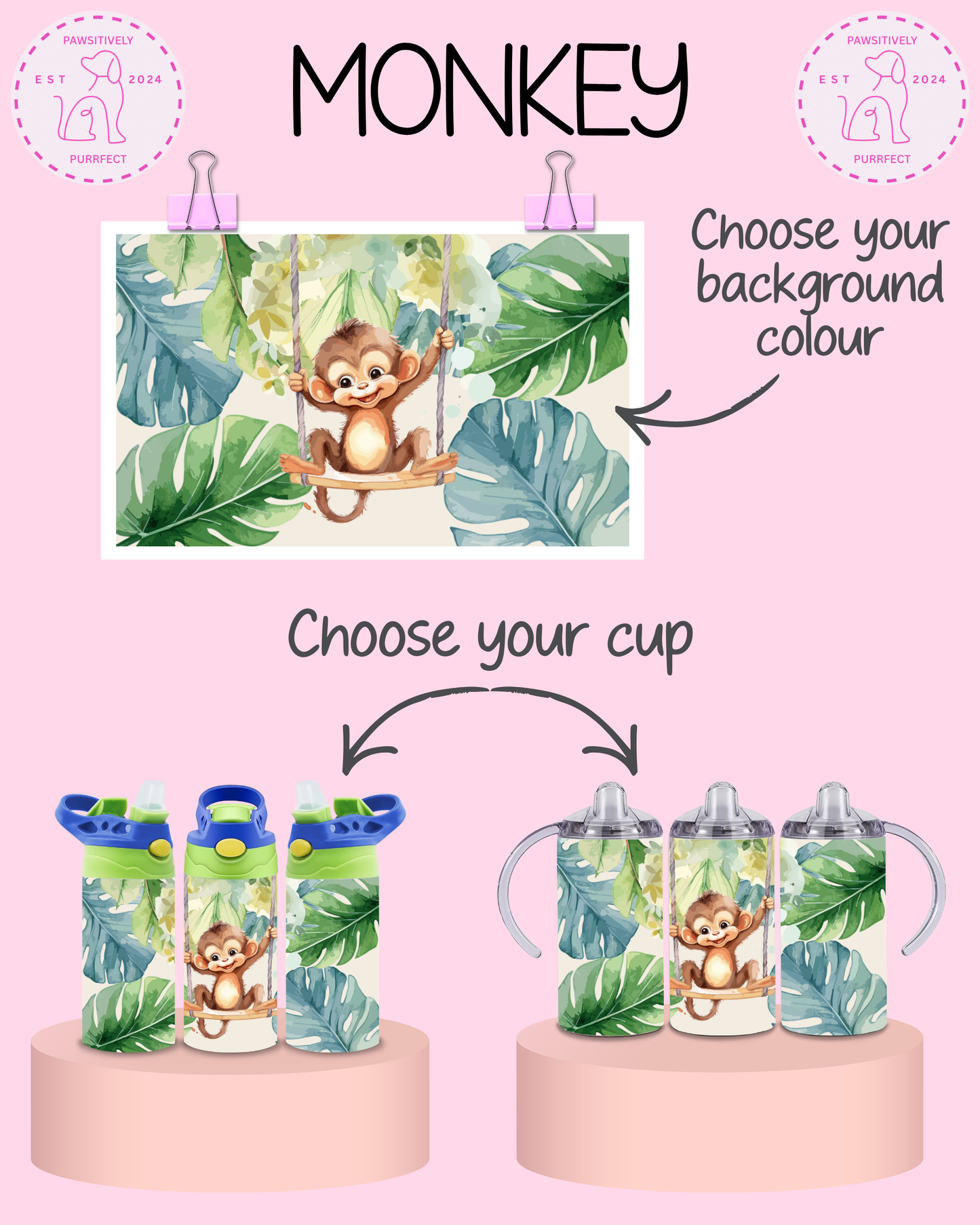 Personalised Animal Thermal Stainless Steel Tumbler 12oz | Gifts For Kids |