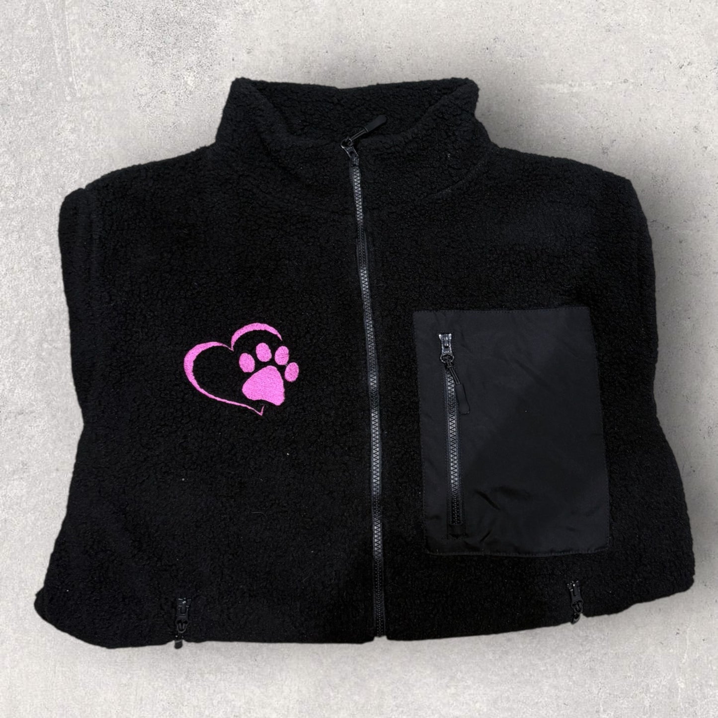 Embroidered Unisex Borg Fleece Zipped Jacket