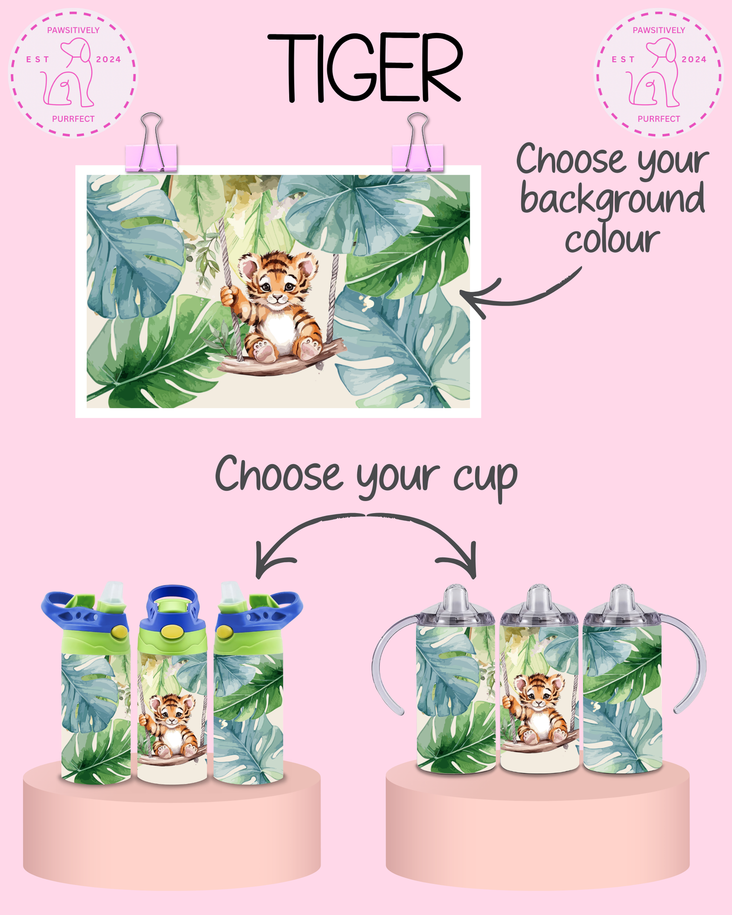 Personalised Animal Thermal Stainless Steel Tumbler 12oz | Gifts For Kids |