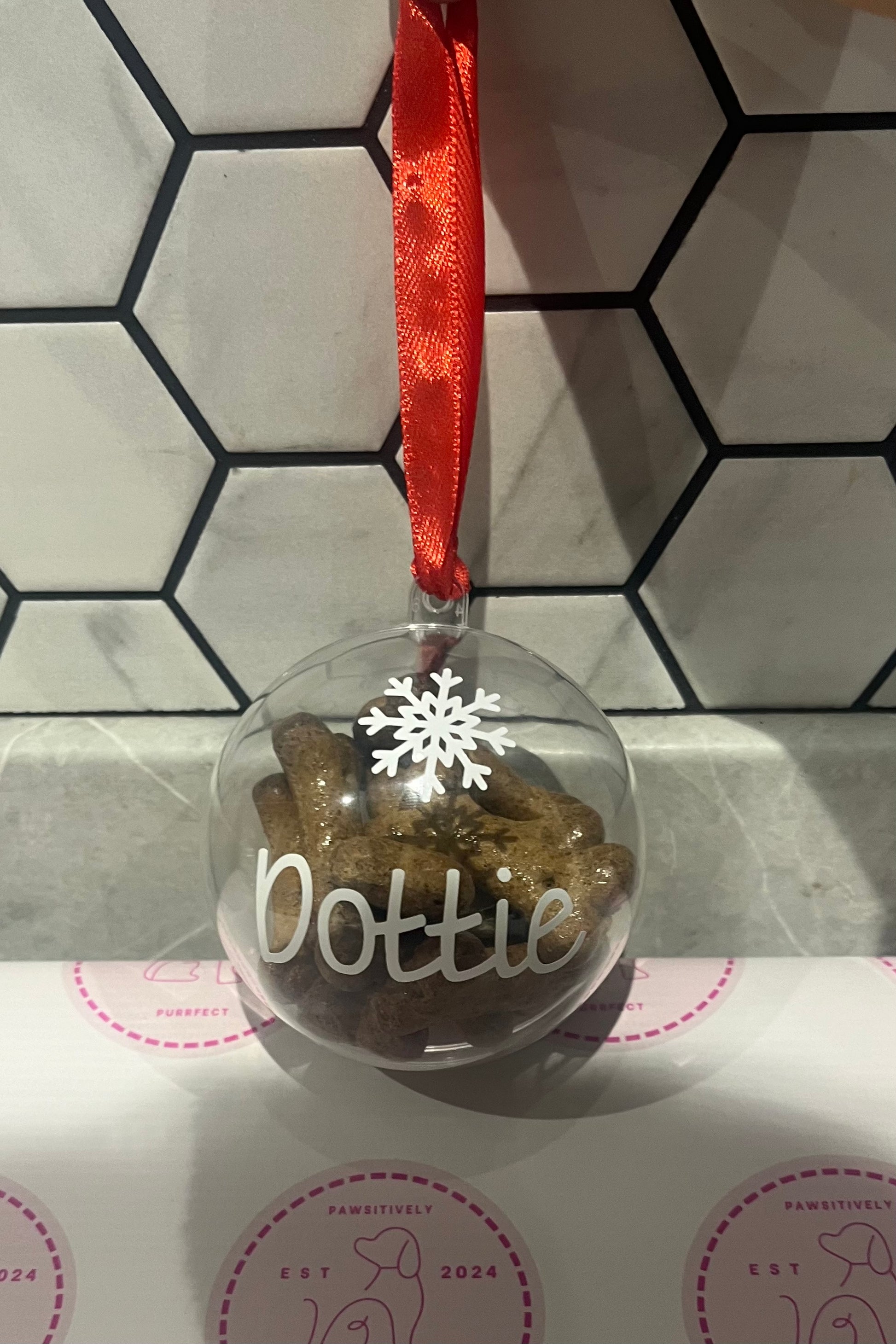 Christmas Pet Treat Bauble - Pawsitively Purrfect