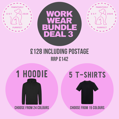 Pet Professionals Business Workwear Uniforms| Hoodie x 1 & T Shirt x 5 | FREE POSTAGE