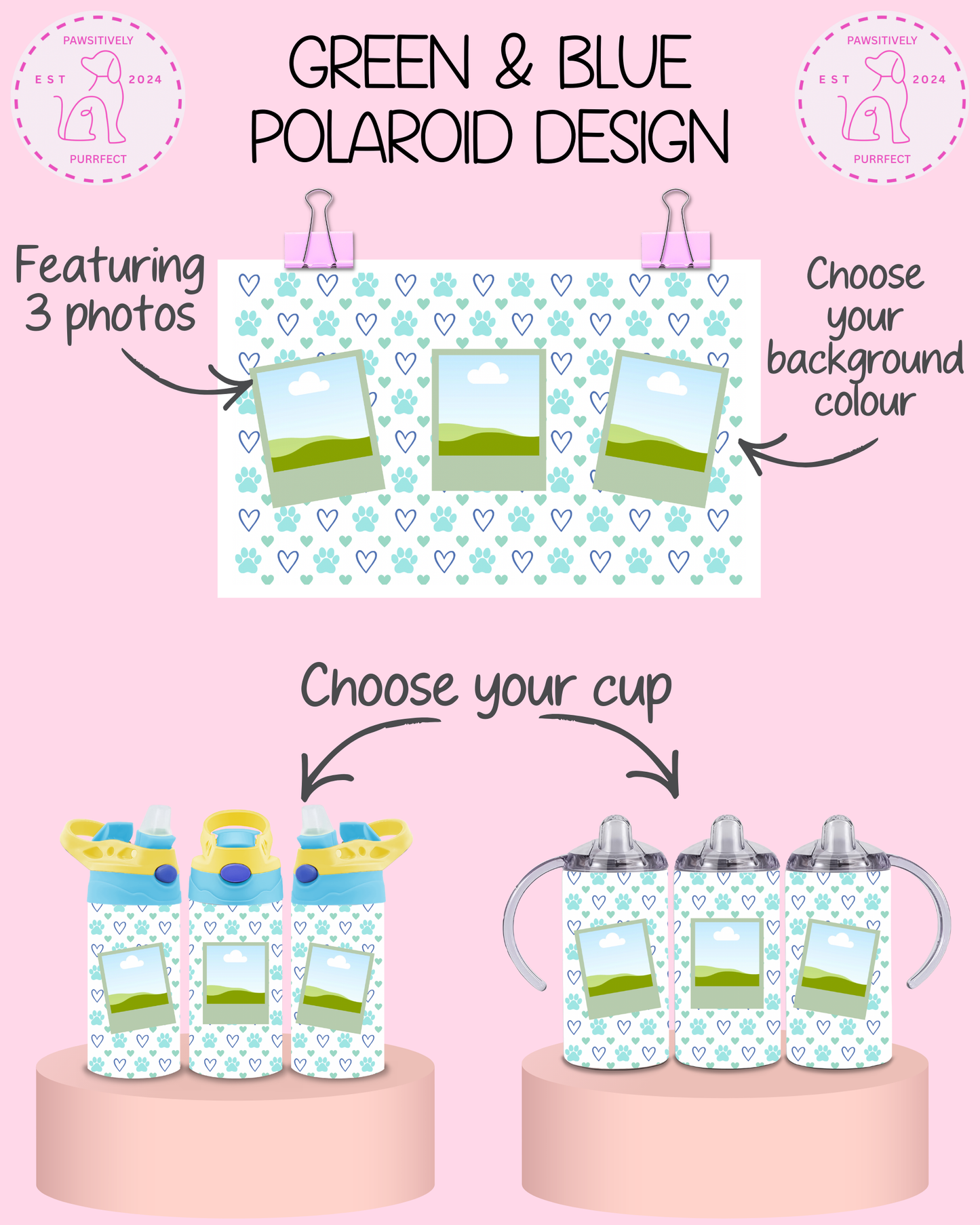 Personalised Pet Polaroid Thermal Stainless Steel Tumbler 12oz | Pet Gifts For Kids |