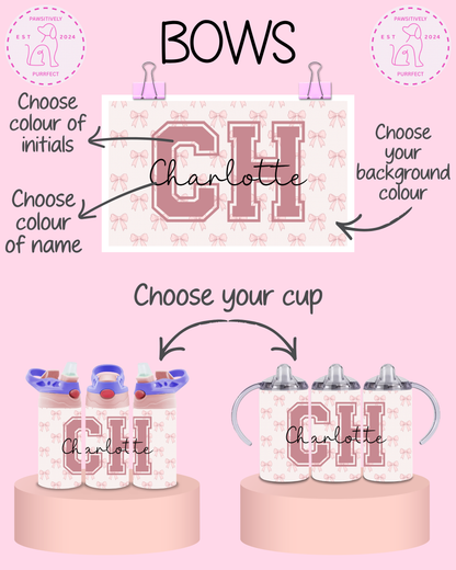 Personalised Bows Thermal Stainless Steel Tumbler 12oz | Gifts For Kids |