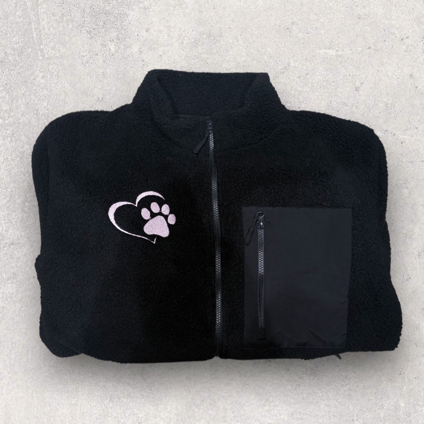 Embroidered Unisex Borg Fleece Zipped Jacket