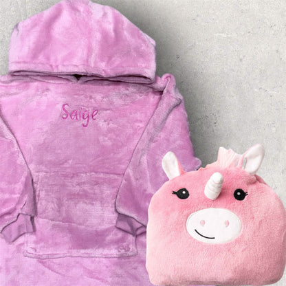 Kids Personalised Animal Hooded Blanket / Cushion