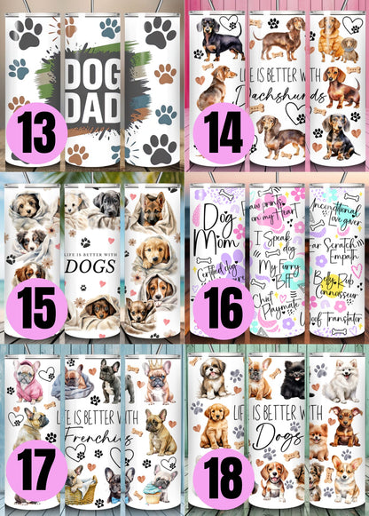 Pet Themed Thermal Stainless Steel Tumbler 20oz - Dogs | Pet Gifts For Humans | Choose Design