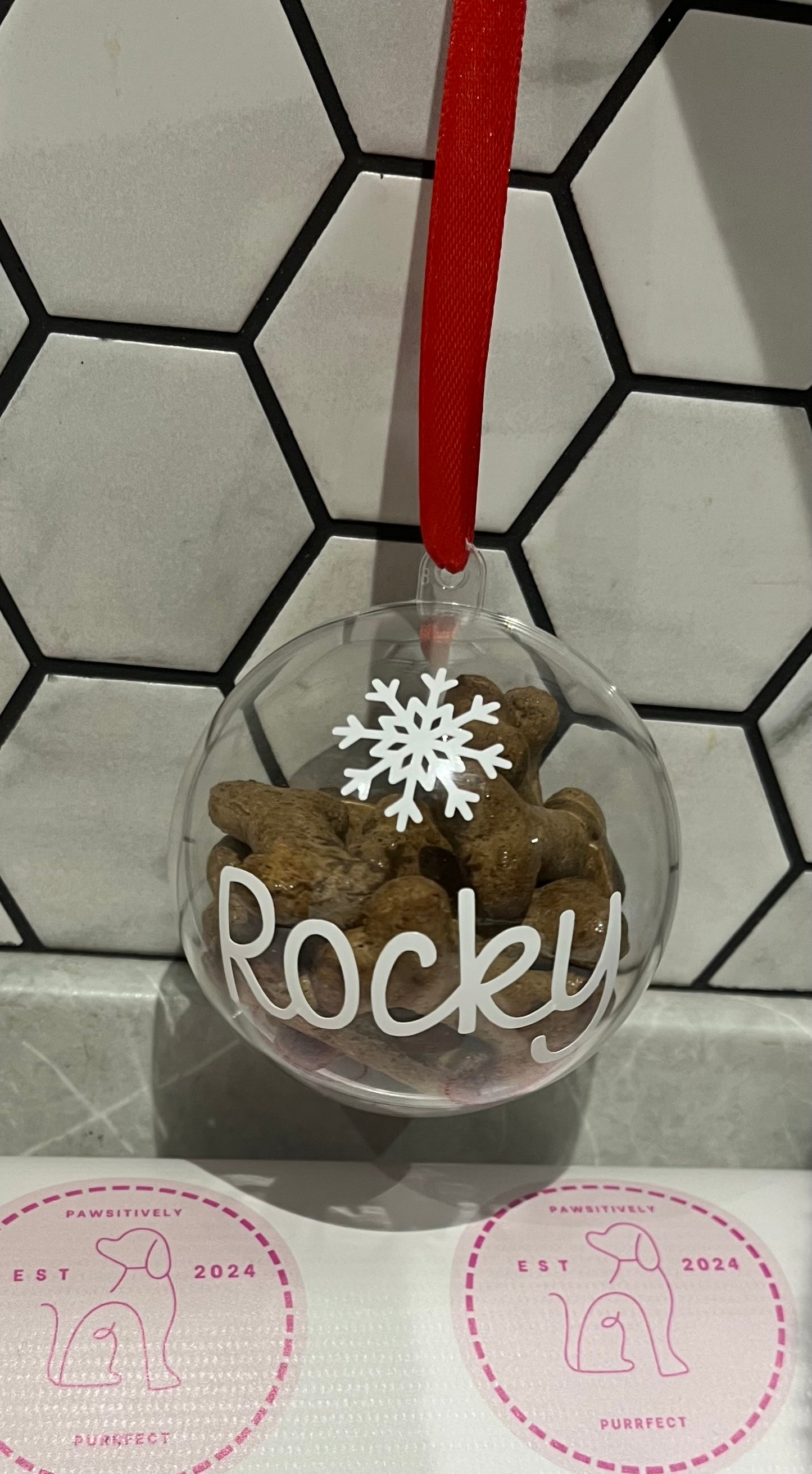Christmas Pet Treat Bauble - Pawsitively Purrfect