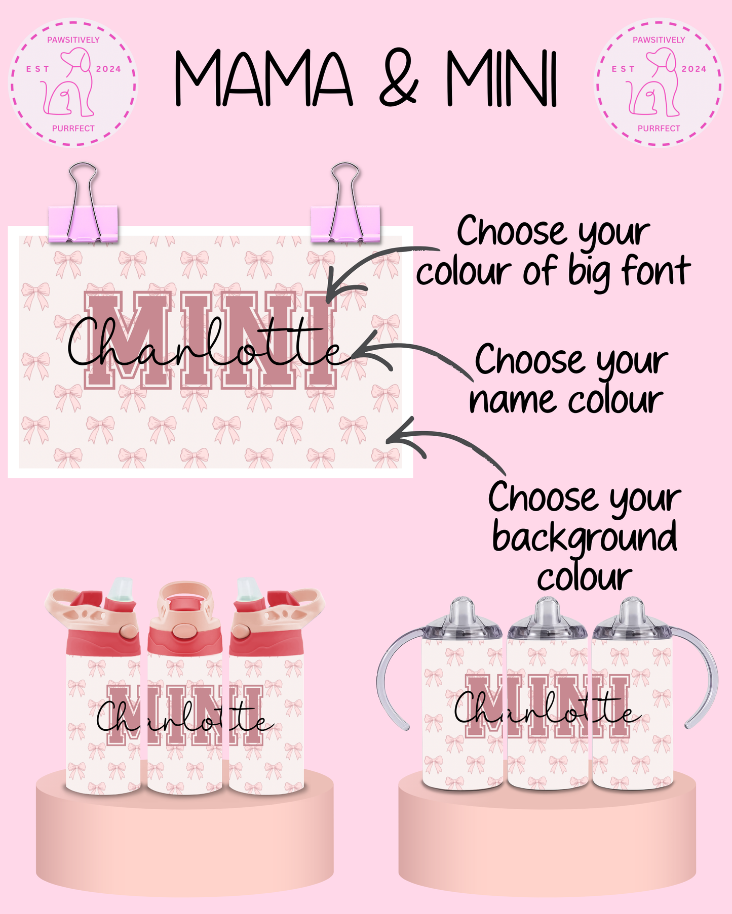 Personalised Mama & Mini Thermal Stainless Steel Tumbler Bundle 12oz & 20oz | Gifts For Human |