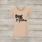 Beige t-shirt with 'Dog Mum' text on a wooden surface