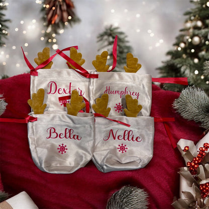 Personalised Christmas Reindeer Drawstring Bag | Perfect For Pets, Kids, Businesses