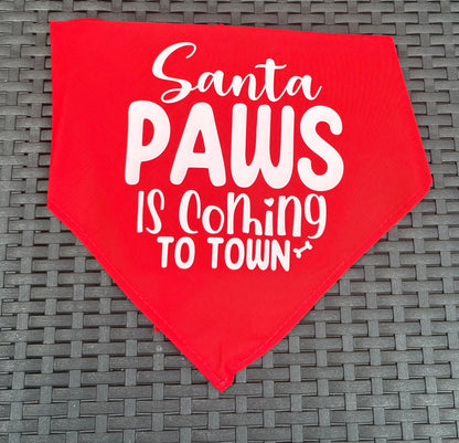 Personalised Christmas Pet Tie Bandana - One Size santa paws is coming to town