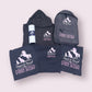 Collection of 'Heart & Hound' branded products including a hoodie, backpack, and tote bag on a light gray background.