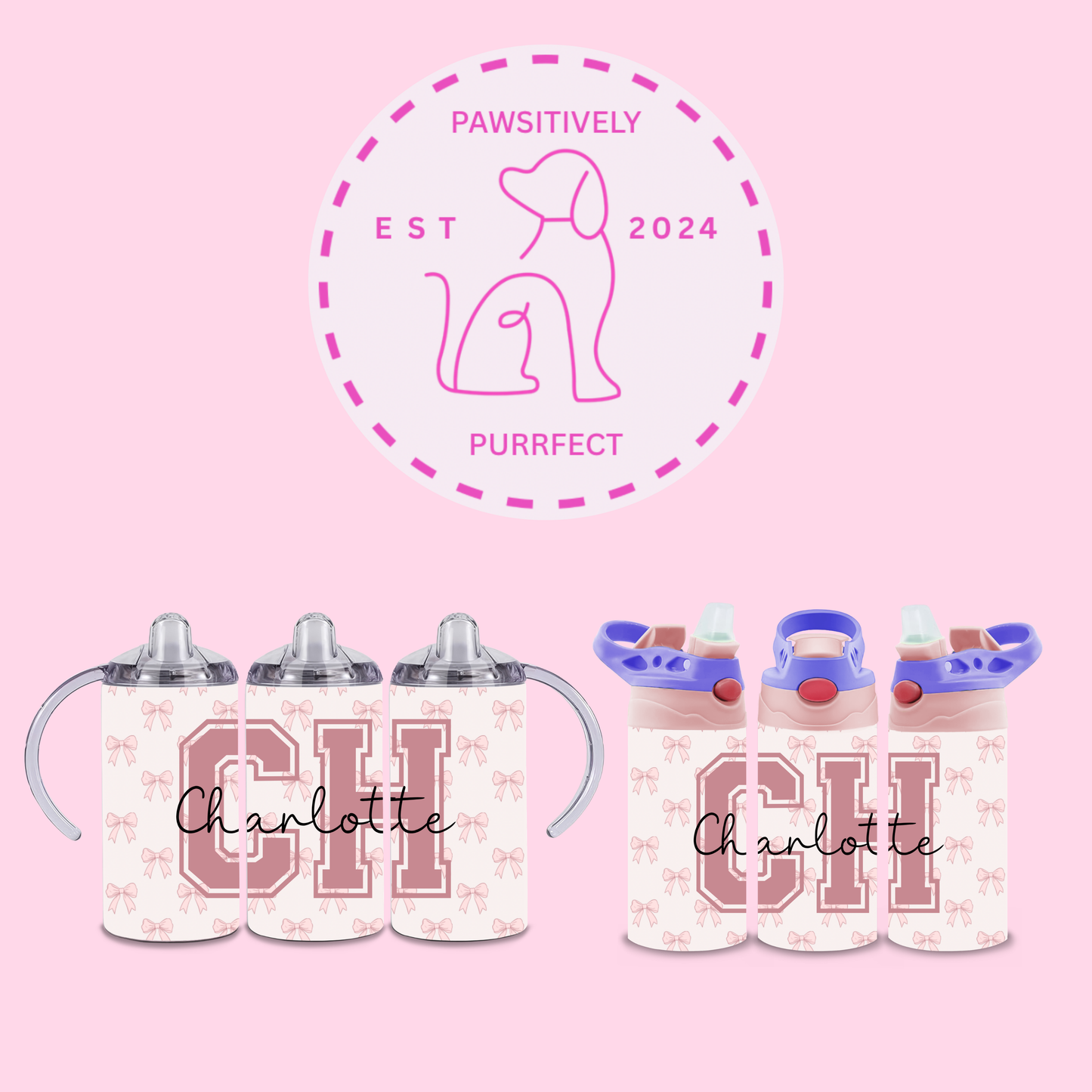 Personalised Bows Thermal Stainless Steel Tumbler 12oz | Gifts For Kids |