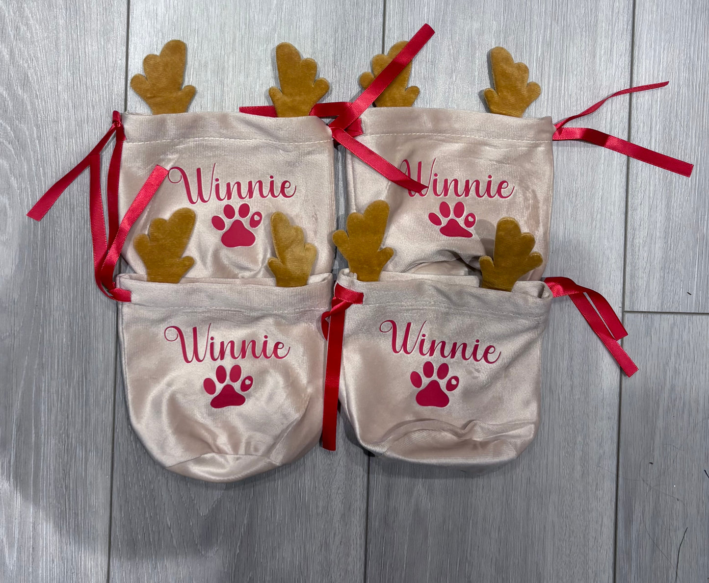 Personalised Christmas Reindeer Drawstring Bag | Perfect For Pets, Kids, Businesses