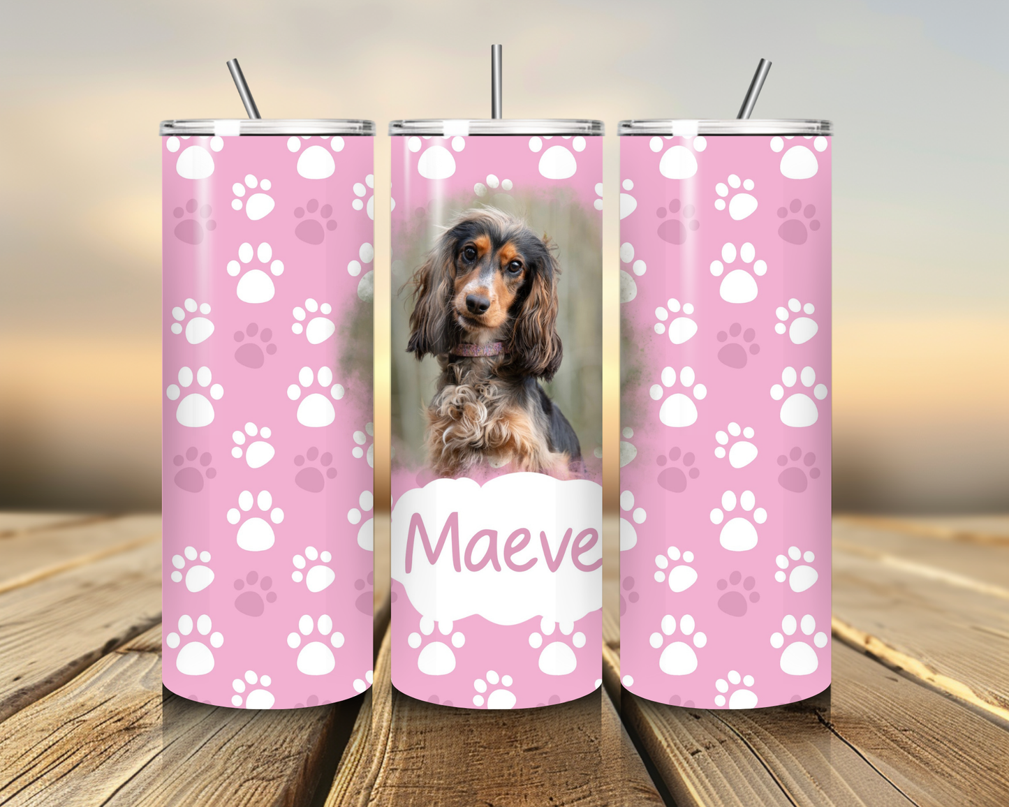 Personalised Paw Print Photo Thermal Stainless Steel Tumbler 20oz | Pet Gifts For Humans |
