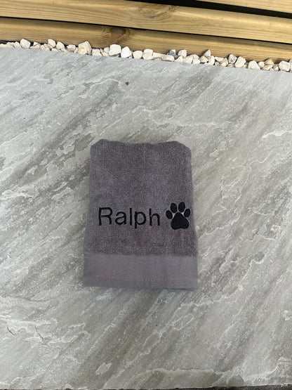 Personalised Embroidered Pet Towel - Pawsitively Purrfect
