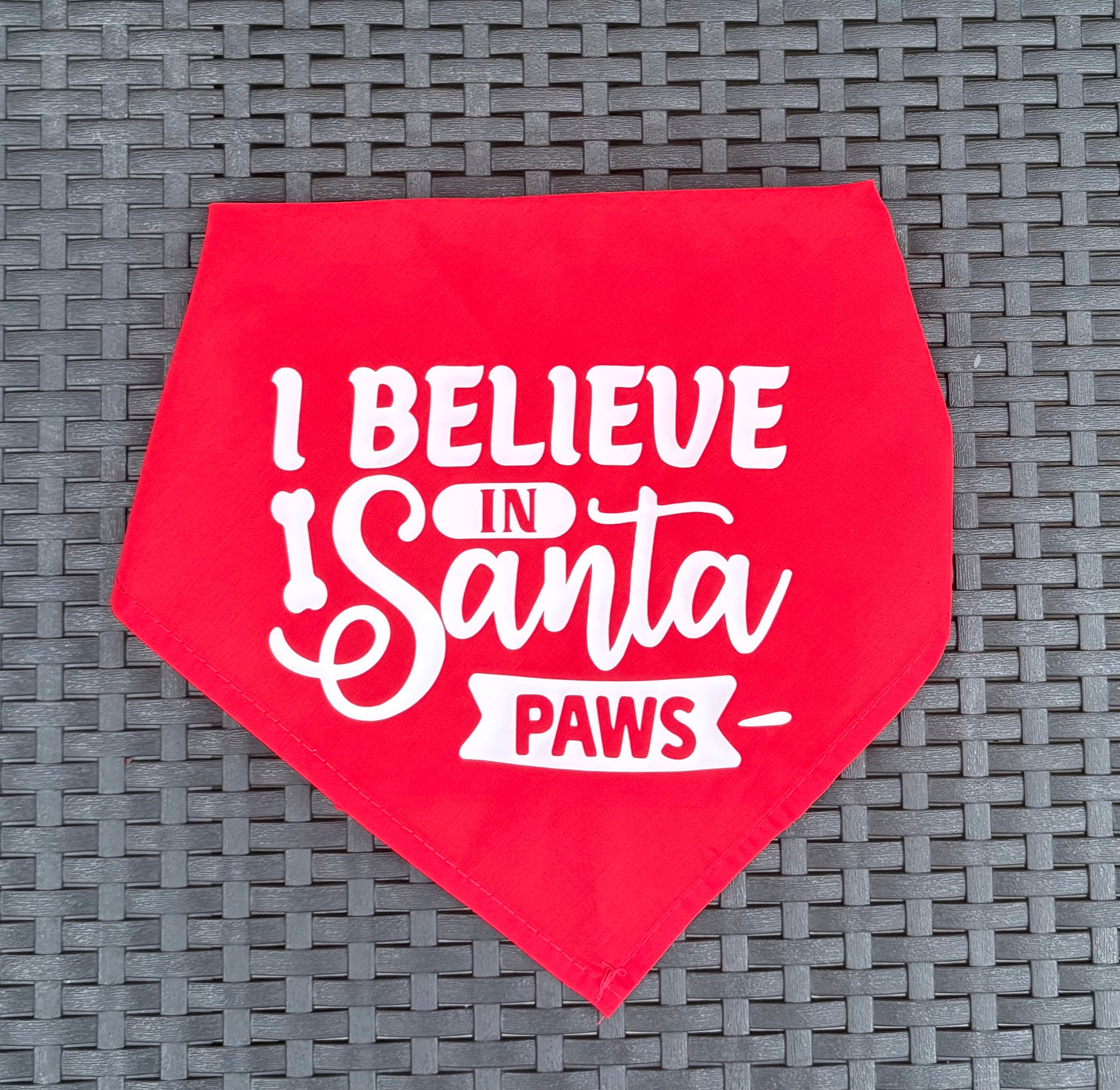 Personalised Christmas Pet Tie Bandana - One Size i believe in santa paws