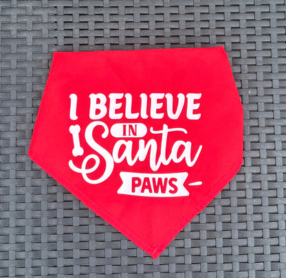 Personalised Christmas Pet Tie Bandana - One Size i believe in santa paws