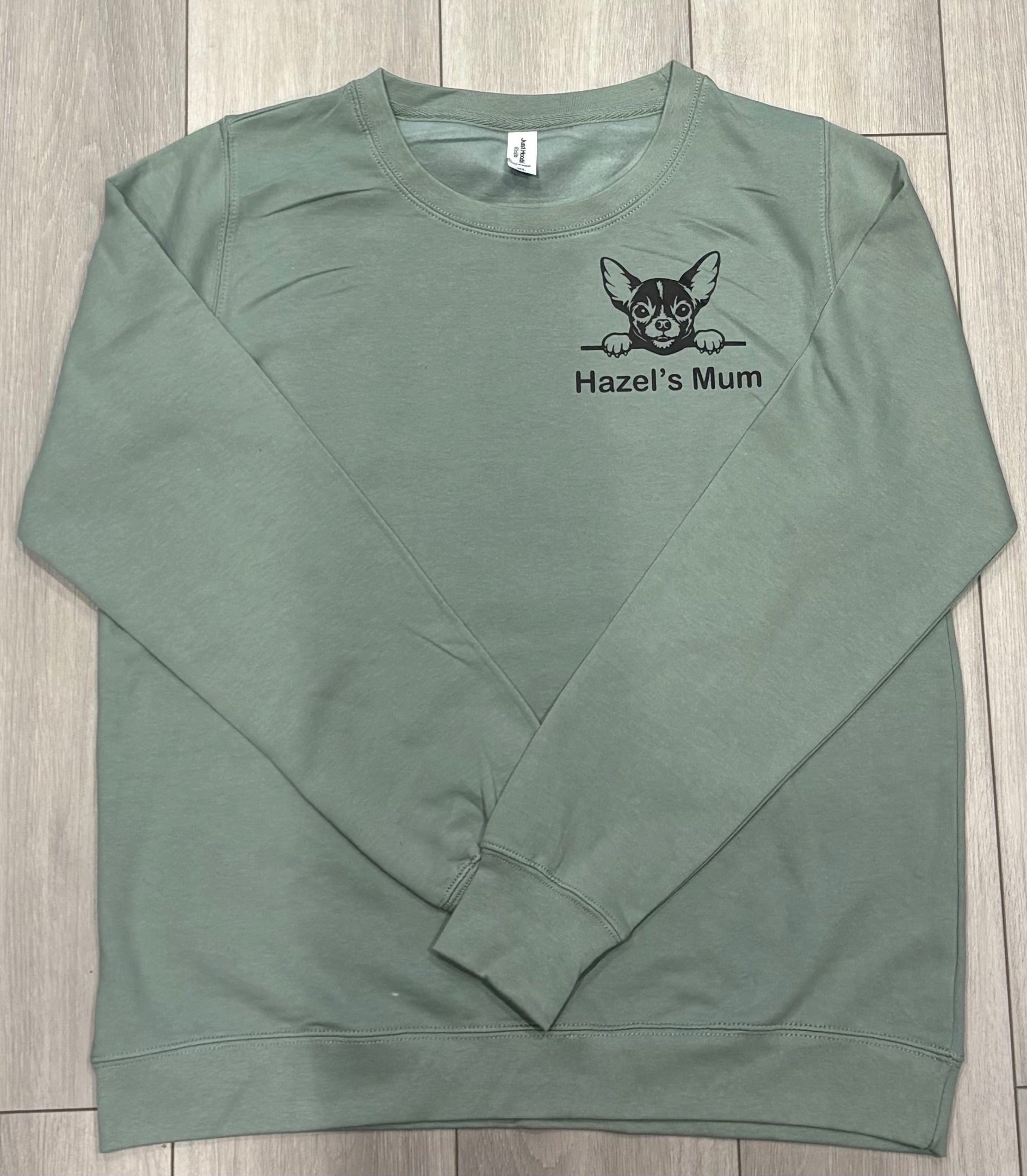 Womens Personalised Sweatshirt with dog outline and Hazels mum 
