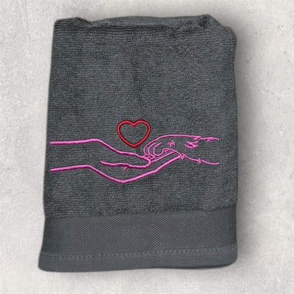 Human Hand & Paw Print Embroidered Pet Towel - Lots Of Colours