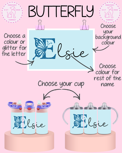 Personalised Butterfly Thermal Stainless Steel Tumbler 12oz | Gifts For Kids |