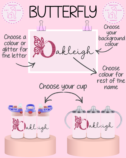 Personalised Butterfly Thermal Stainless Steel Tumbler 12oz | Gifts For Kids |