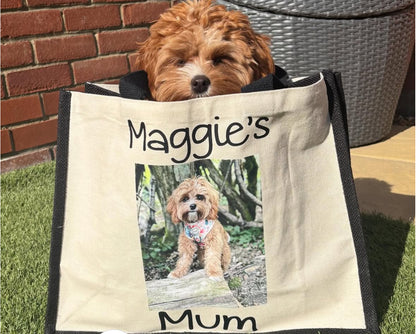 Personalised tote bag with ginger dog
