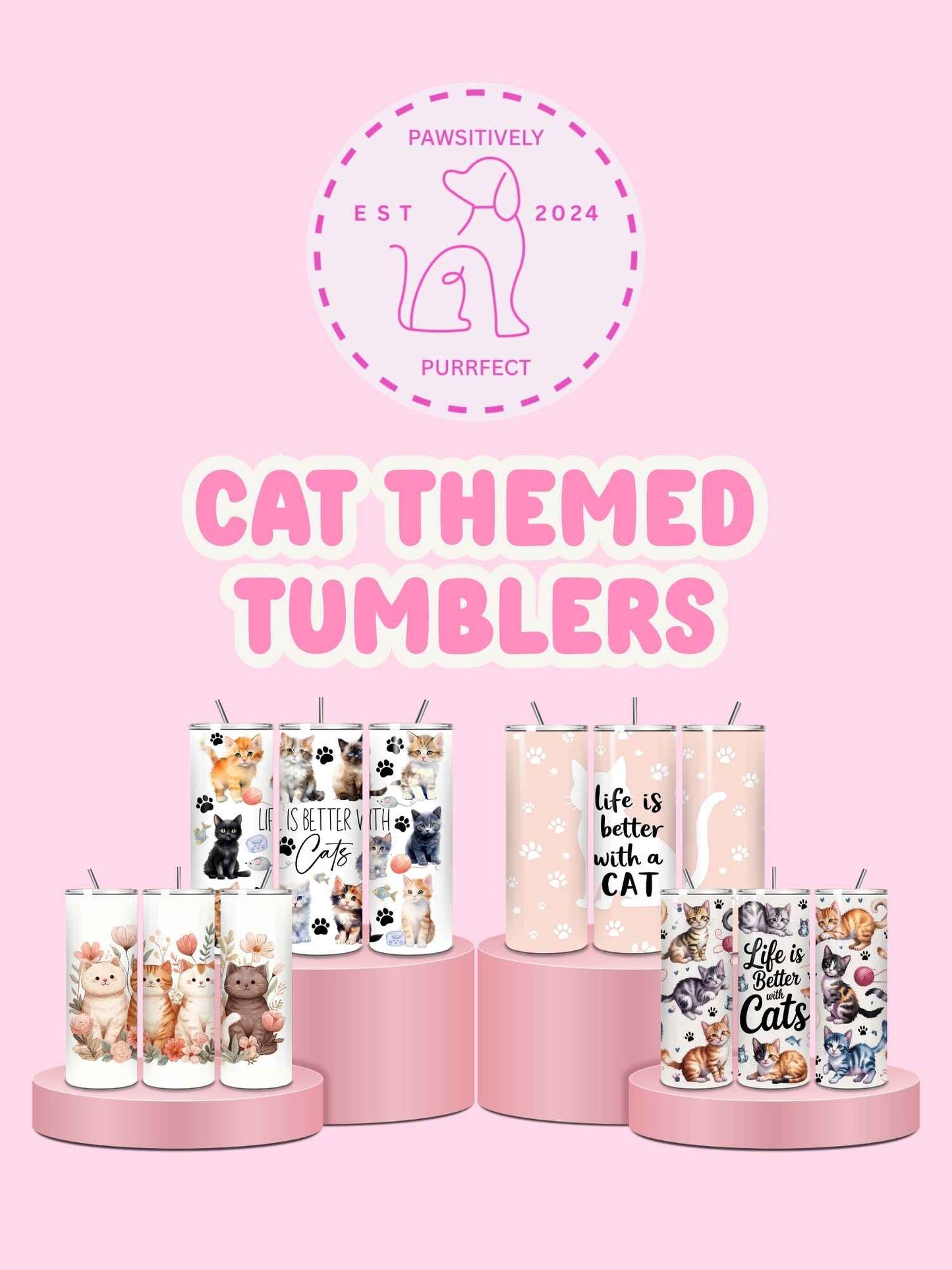Cat Themed Thermal Stainless Steel Tumbler 20oz - Dogs | Choose Design