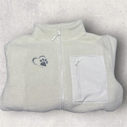 Embroidered Unisex Borg Fleece Zipped Jacket