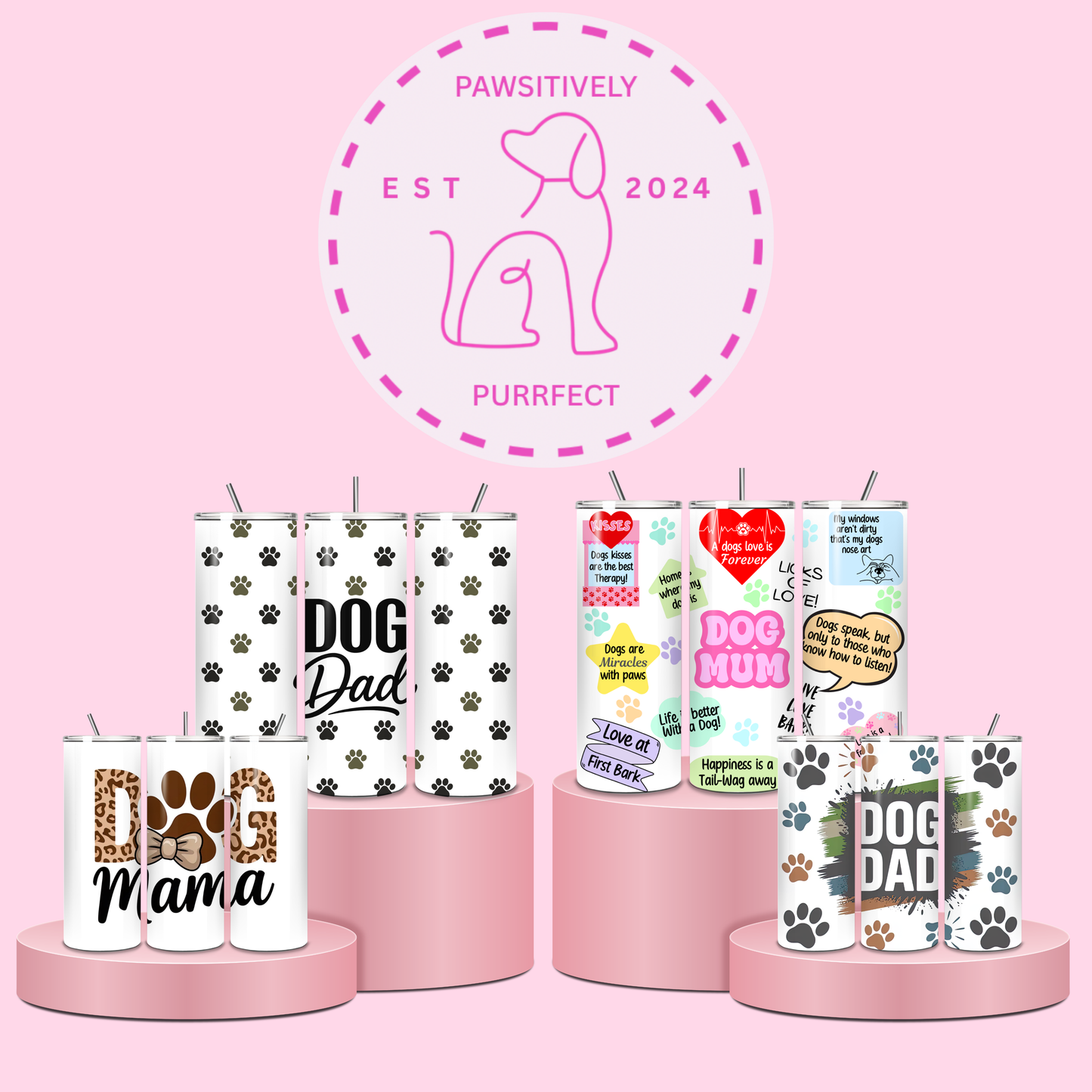 Dog Parent Themed Thermal Stainless Steel Tumbler 20oz - Dogs | Pet Gifts For Humans | Choose Design