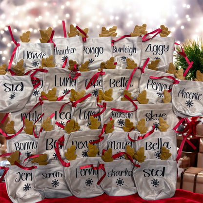 Personalised Christmas Reindeer Drawstring Bag | Perfect For Pets, Kids, Businesses