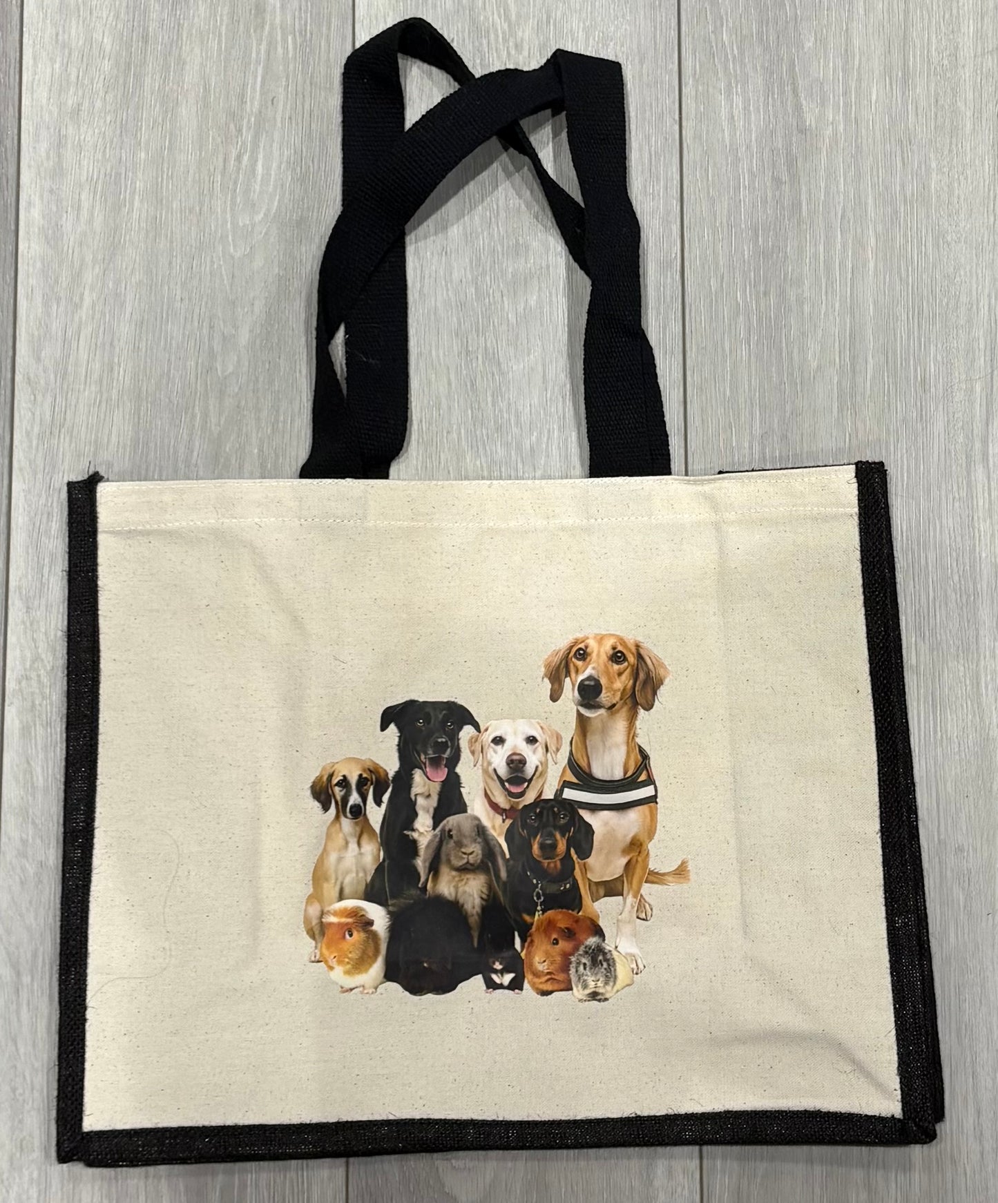 Personalised tote bag with multiple dogs on