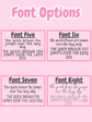 Comparison of different font styles on a pink background