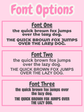 Comparison of three different fonts on a pink background