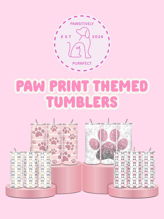 Paw Print Themed Thermal Stainless Steel Tumbler 20oz - Dogs | Choose Design