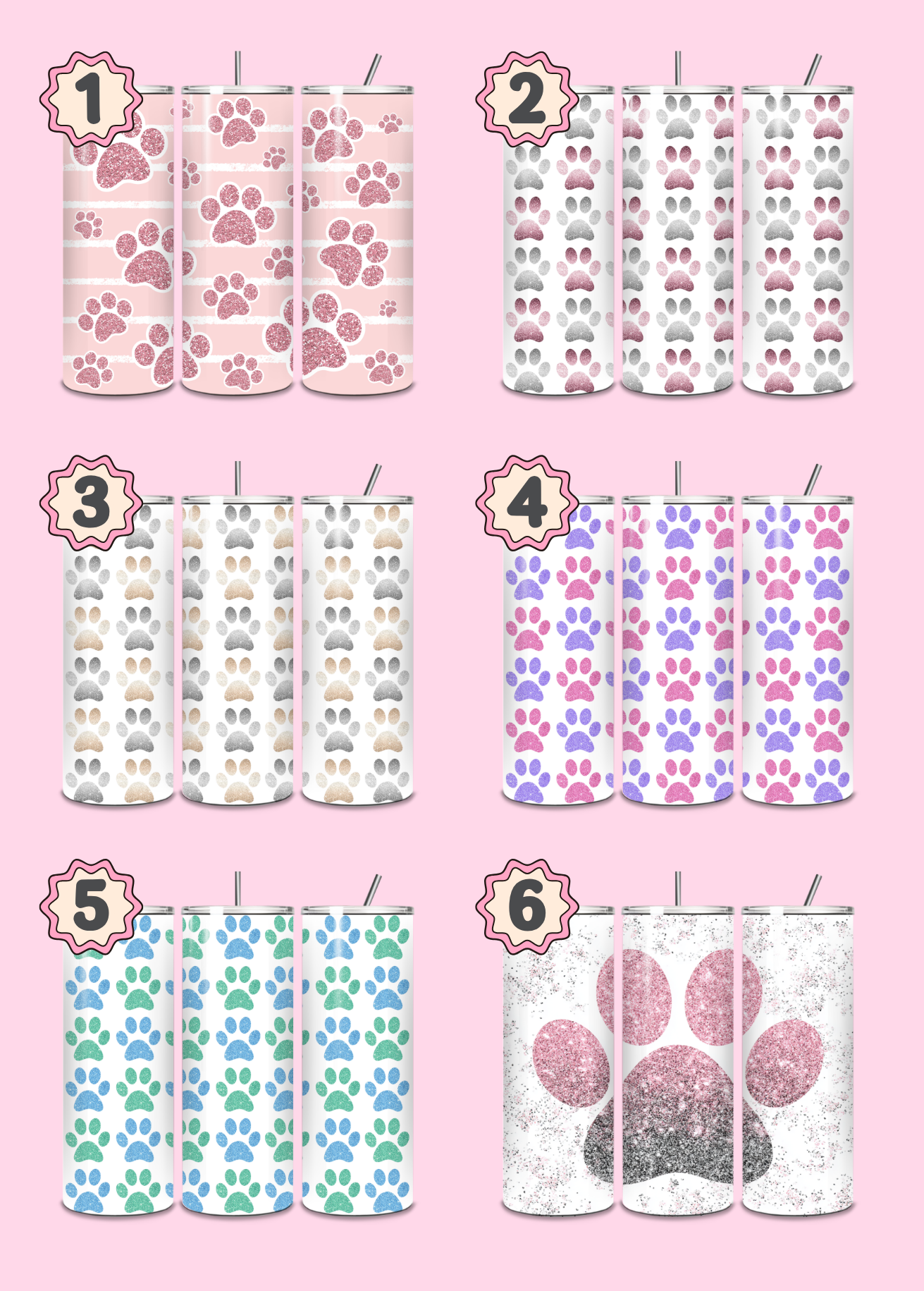 Paw Print Themed Thermal Stainless Steel Tumbler 20oz - Dogs | Pet Gifts For Humans | Choose Design