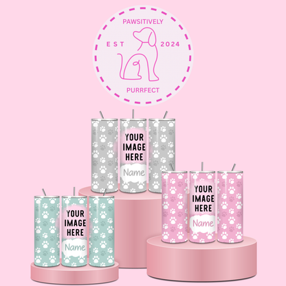 Personalised Paw Print Photo Thermal Stainless Steel Tumbler 20oz | Pet Gifts For Humans |