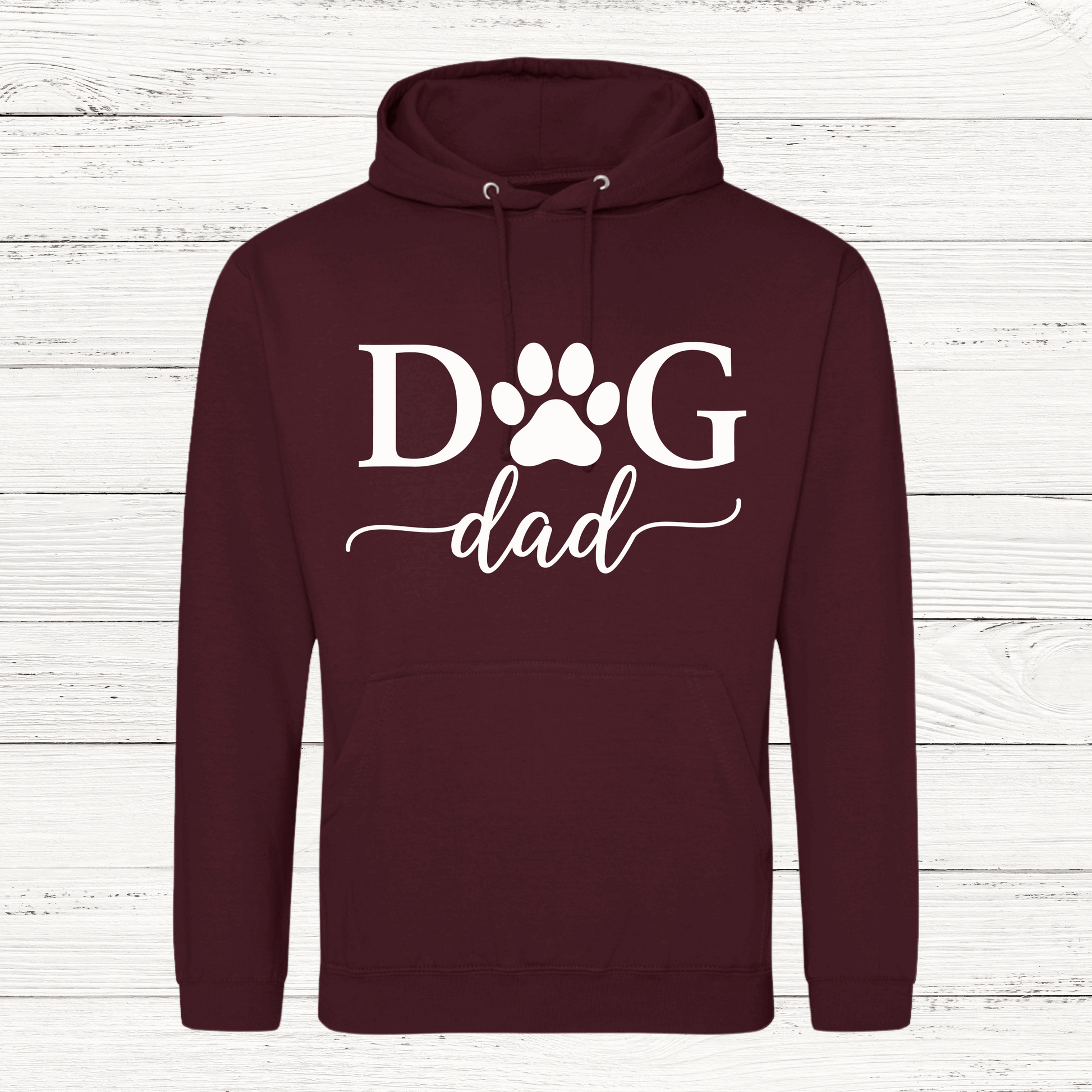 hoodie with dog dad in white