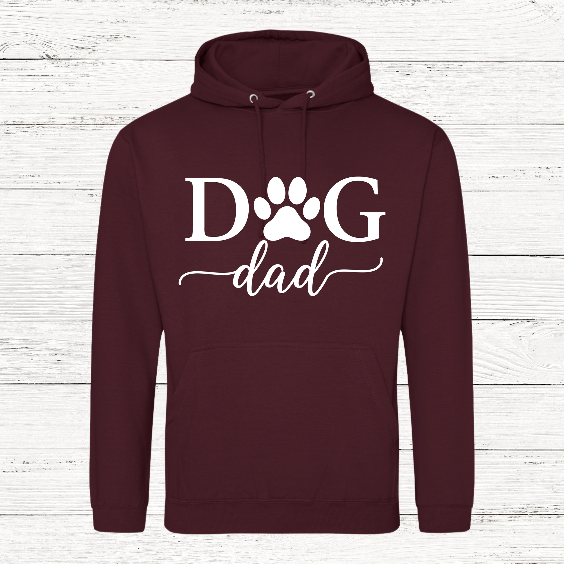 hoodie with dog dad in white
