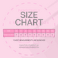 Size chart for clothing on a pink background with 'PAWSITIVELY' branding.
