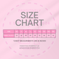 Size chart for clothing on a pink background with 'PAWSITIVELY' branding.