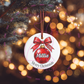 Custom Christmas bauble featuring a beautiful bow design.